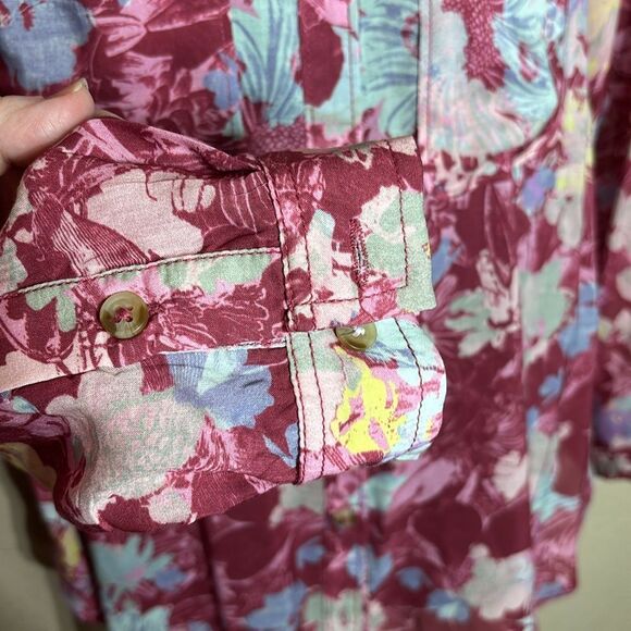 Anthropologie pilcro women’s xs the romy relaxed button down floral oversized - Picture 3 of 6
